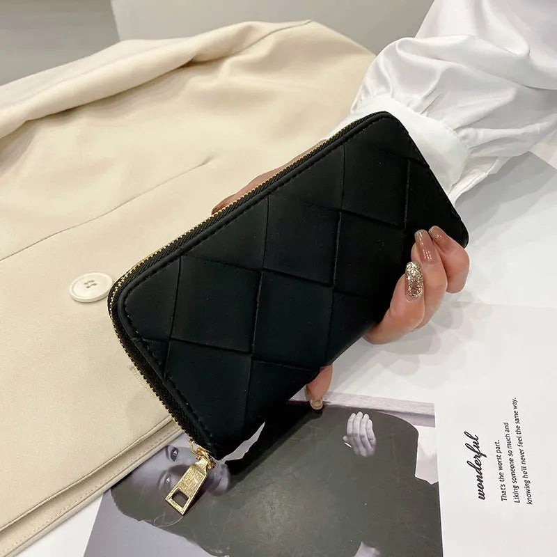 High Quality Long PU Leather Line Pattern Wallet