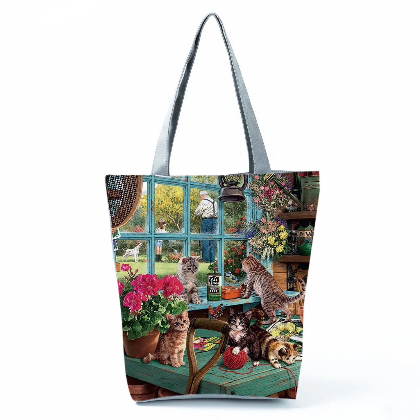 Customize Cute Cat Painting Tote Eco Reusable Bags