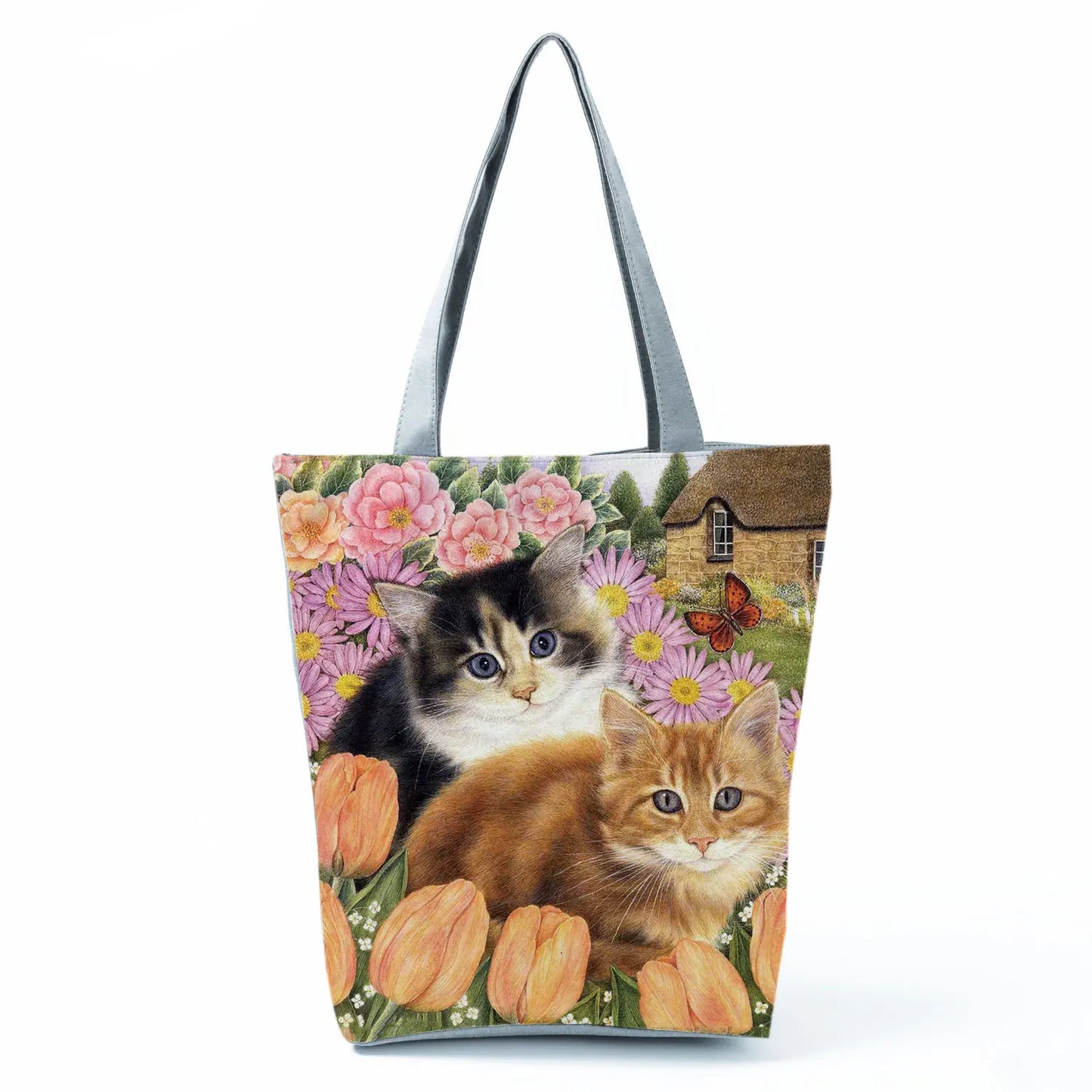 Customize Cute Cat Painting Tote Eco Reusable Bags