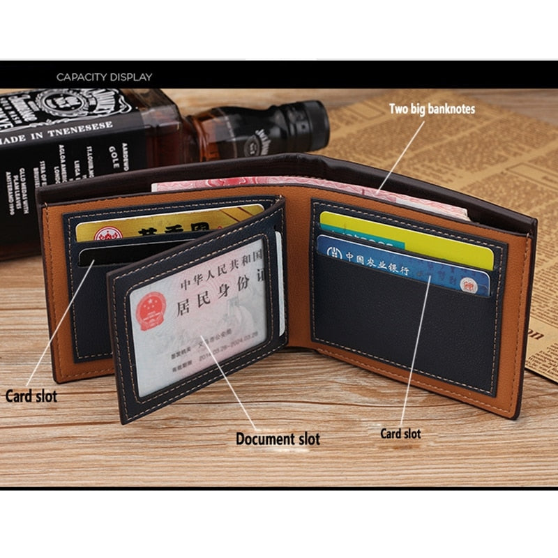 Vintage Leather Short Slim Wallet