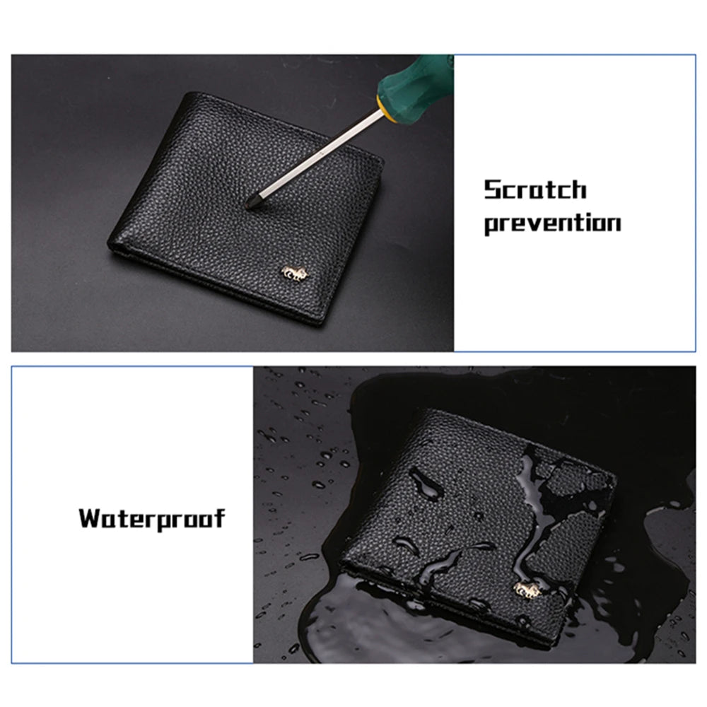 BISON DENIM Genuine Leather Men Wallets RFID Bifold