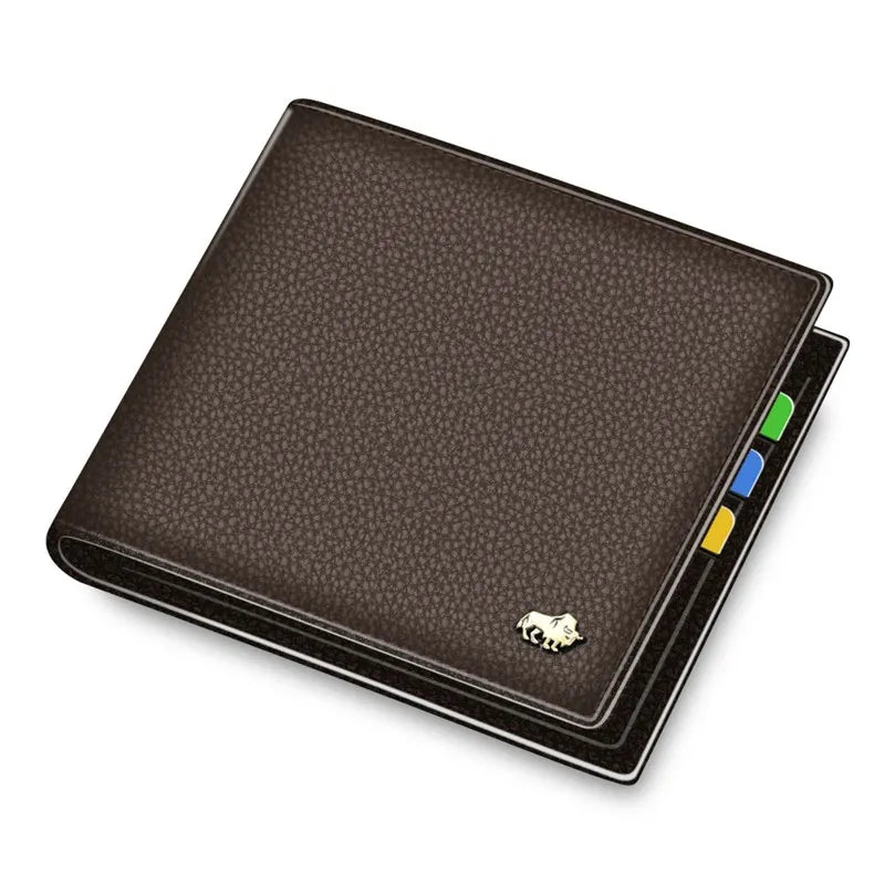 BISON DENIM Genuine Leather Men Wallets RFID Bifold