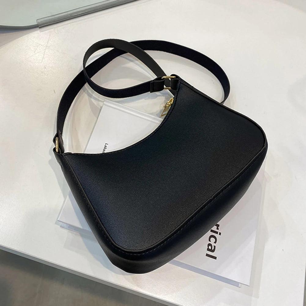 Fashion Retro Solid Color PU Leather Underarm Bag