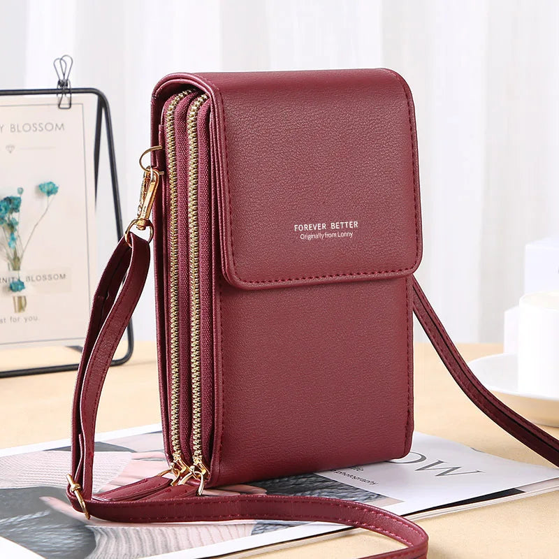 Touch Screen Cell Phone Soft Leather Shoulder Bag