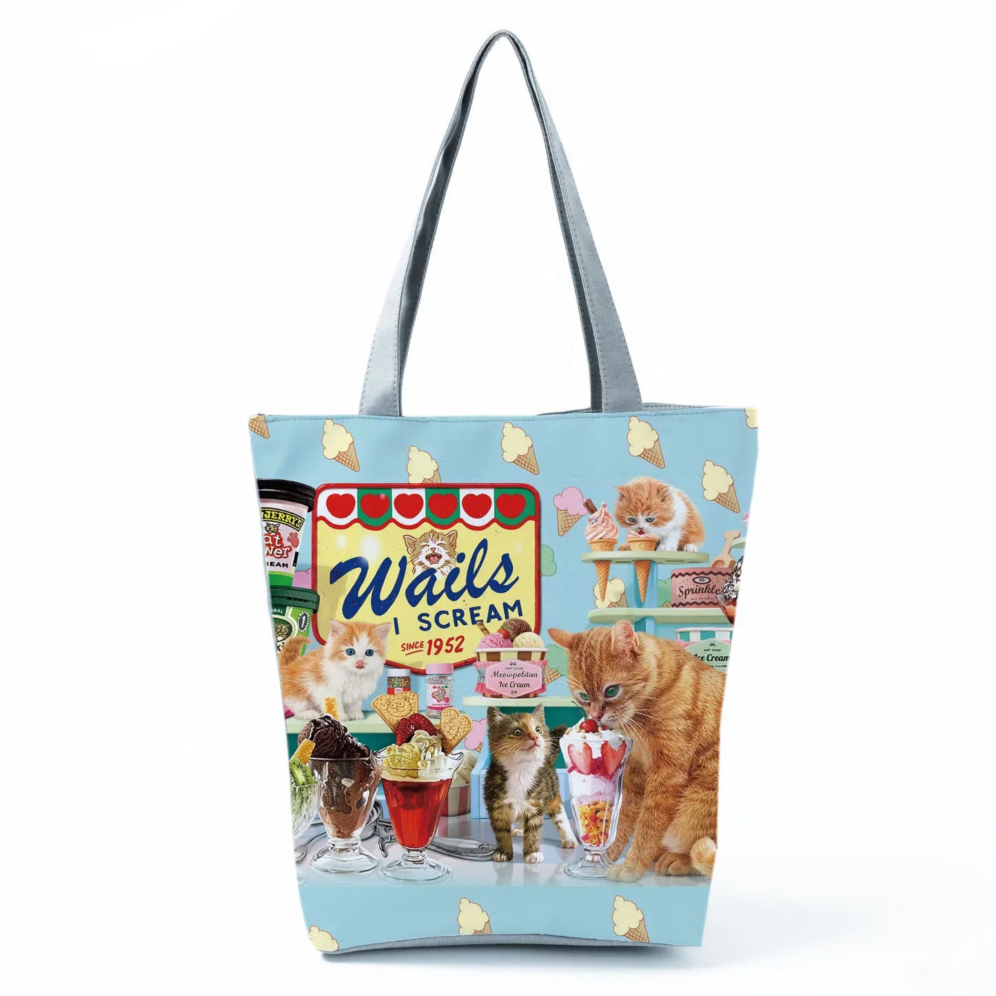 Customize Cute Cat Painting Tote Eco Reusable Bags