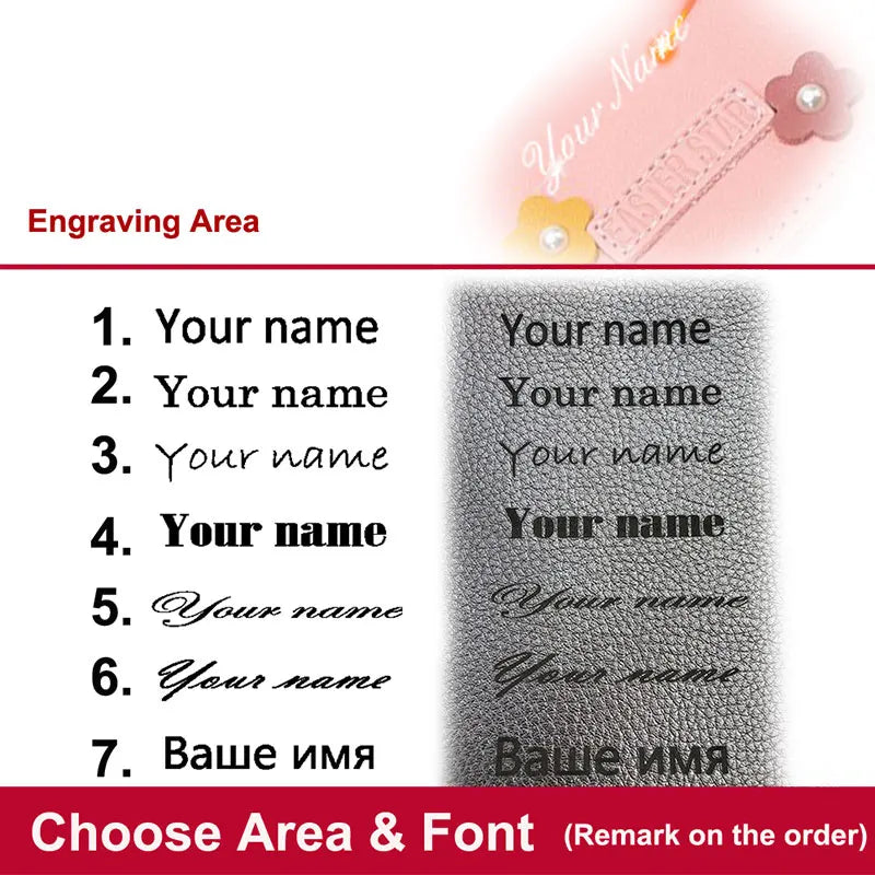 Short Name Customized Flower Decoration Design Cute Wallets