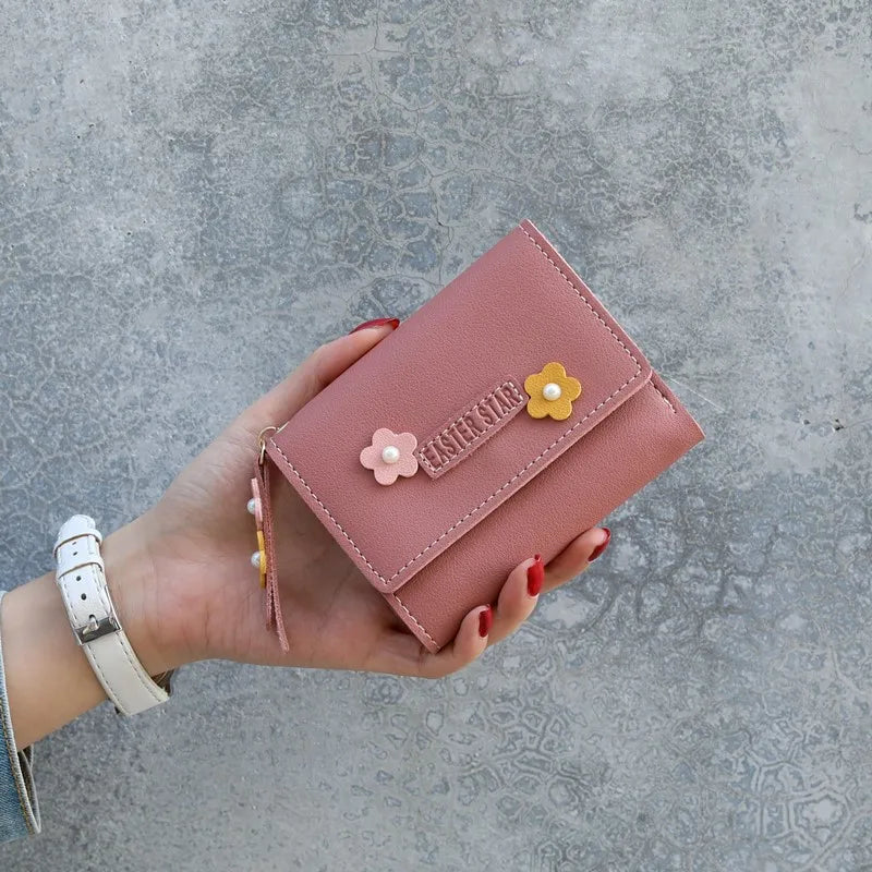 Short Name Customized Flower Decoration Design Cute Wallets