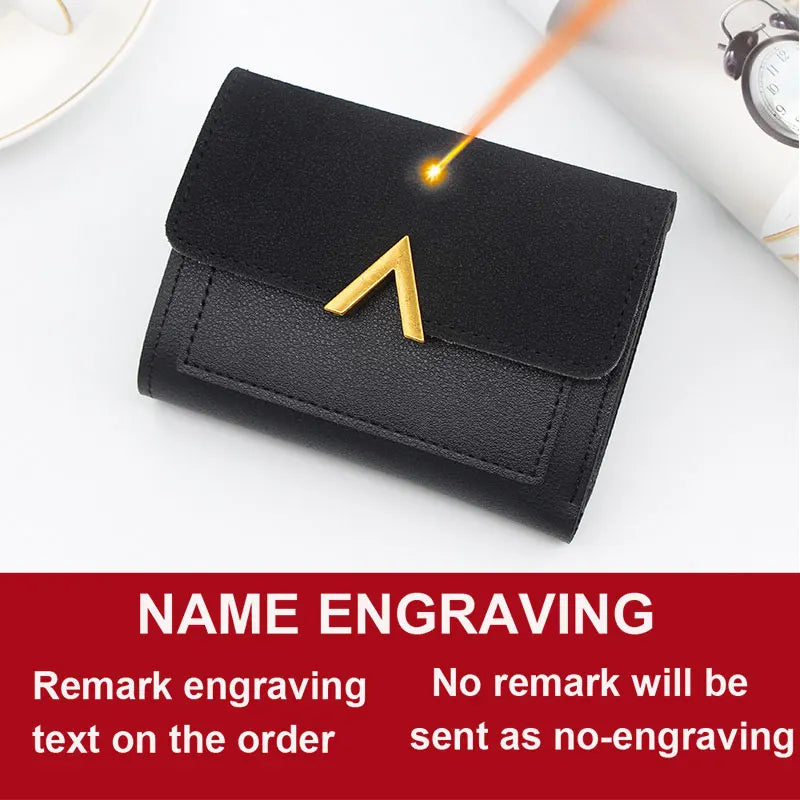 Simple Slim Golden Hasp Name Print Wallet