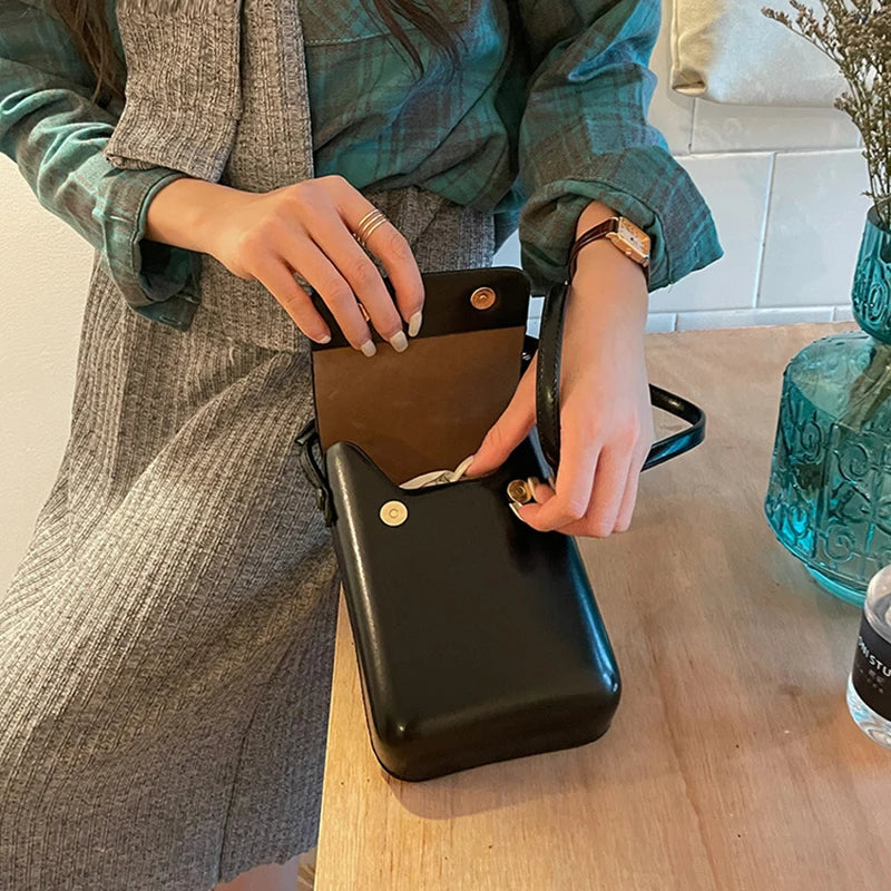 Small Solid Color Flap Leather Luxury Crossbody Bag