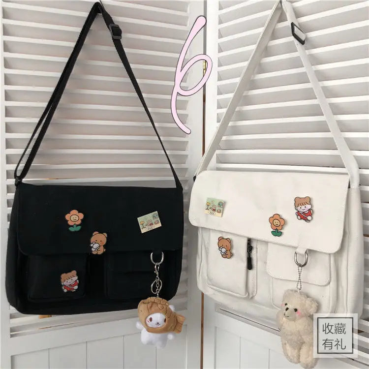 Simple Messenger Satchel Sweet Printed Canvas Bags
