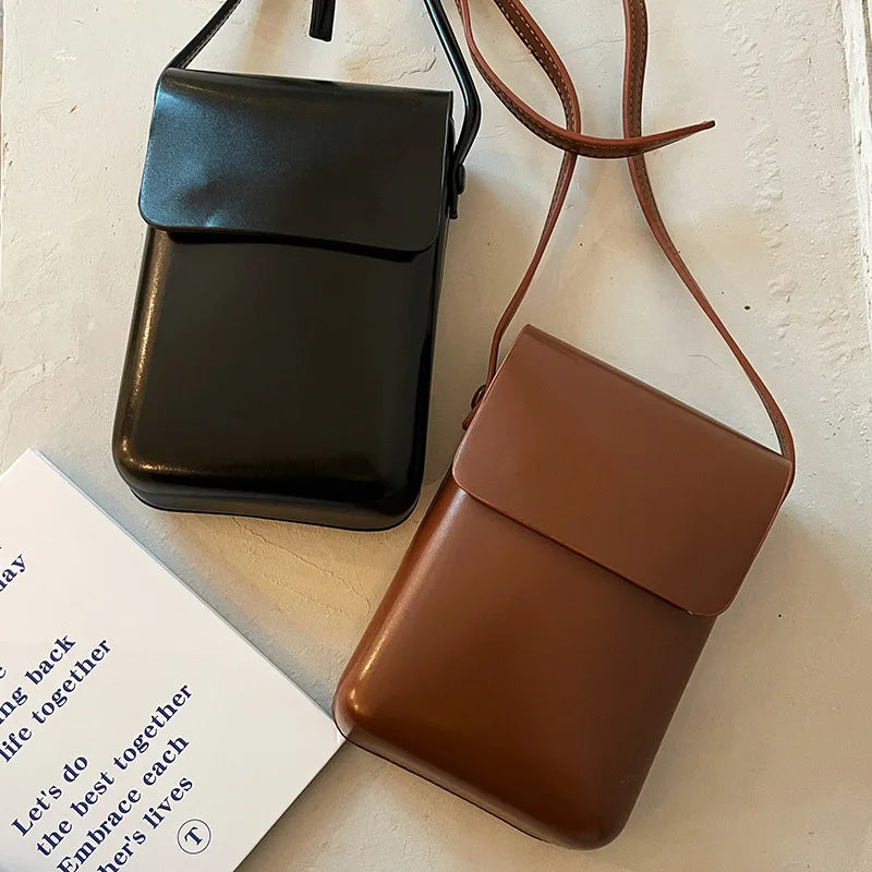 Small Solid Color Flap Leather Luxury Crossbody Bag