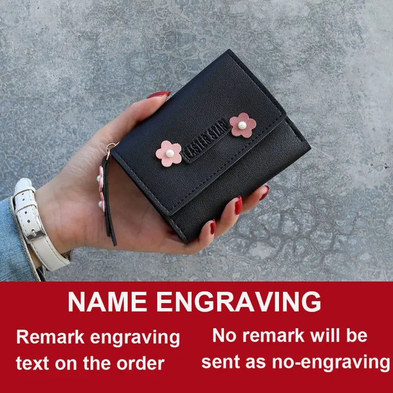 Short Name Customized Flower Decoration Design Cute Wallets