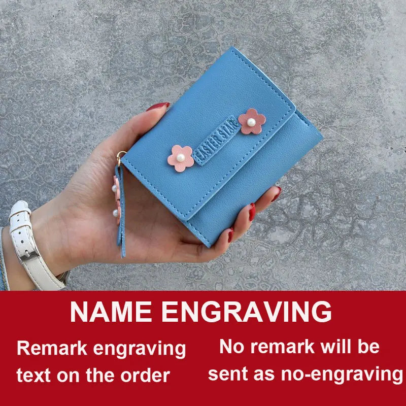 Short Name Customized Flower Decoration Design Cute Wallets