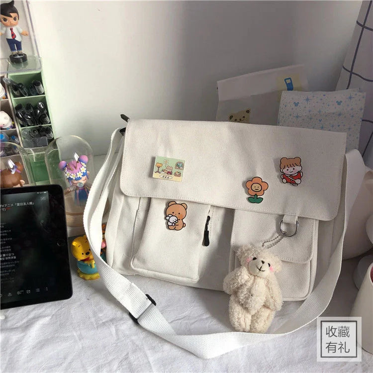Simple Messenger Satchel Sweet Printed Canvas Bags