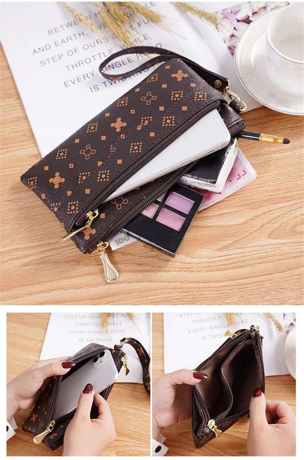 Brand Clutch Slim Uneven Leather Wallets