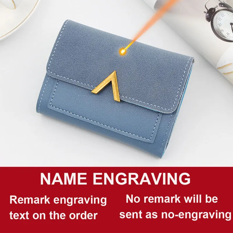 Simple Slim Golden Hasp Name Print Wallet