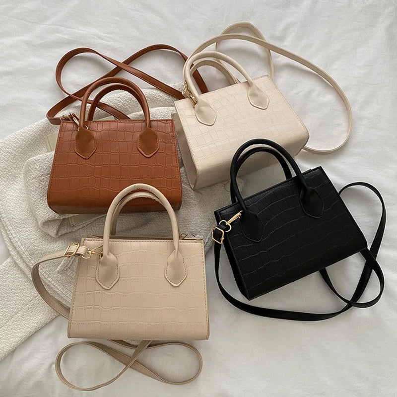 Square Fashion Solid Pattern Small Top Handle Bags