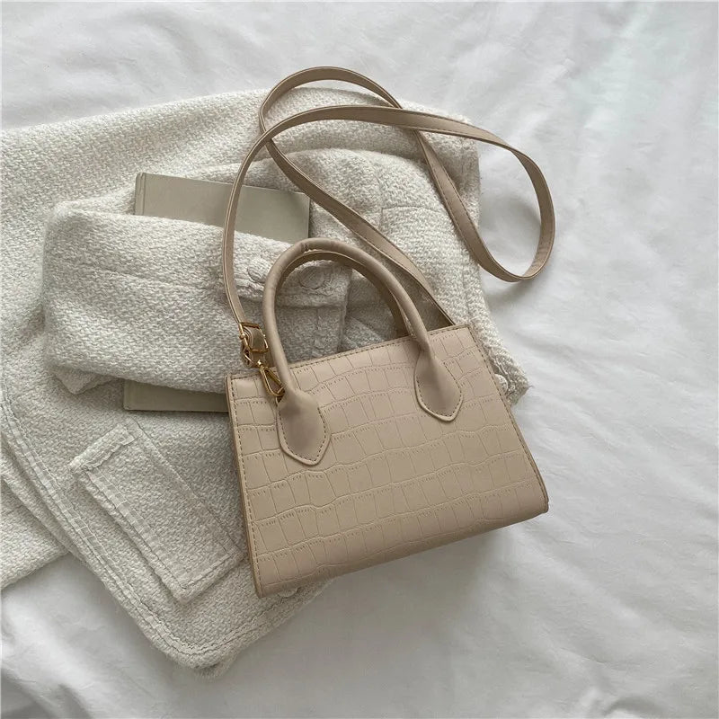 Square Fashion Solid Pattern Small Top Handle Bags