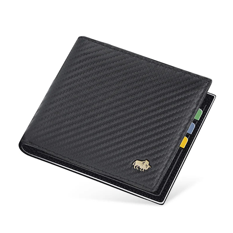 BISON DENIM Genuine Leather Men Wallets RFID Bifold