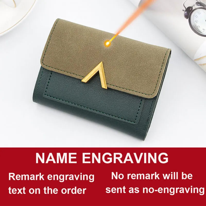 Simple Slim Golden Hasp Name Print Wallet