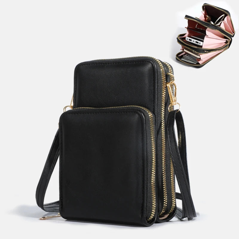 Luxury Large Capacity PU Leather Cell Phone Bag