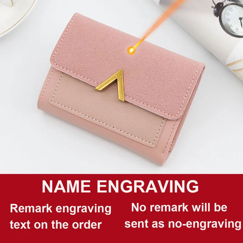 Simple Slim Golden Hasp Name Print Wallet