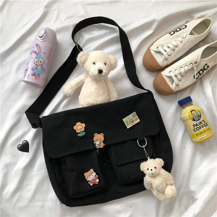 Simple Messenger Satchel Sweet Printed Canvas Bags