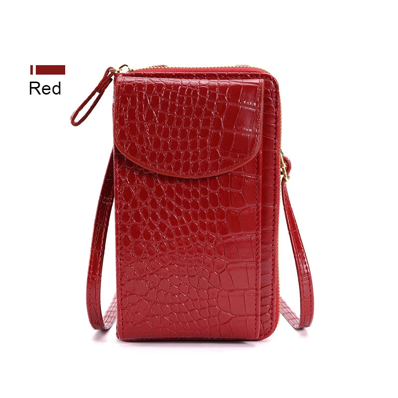 Small Crocodile Pattern PU Leather Cellphone Shoulder Bag