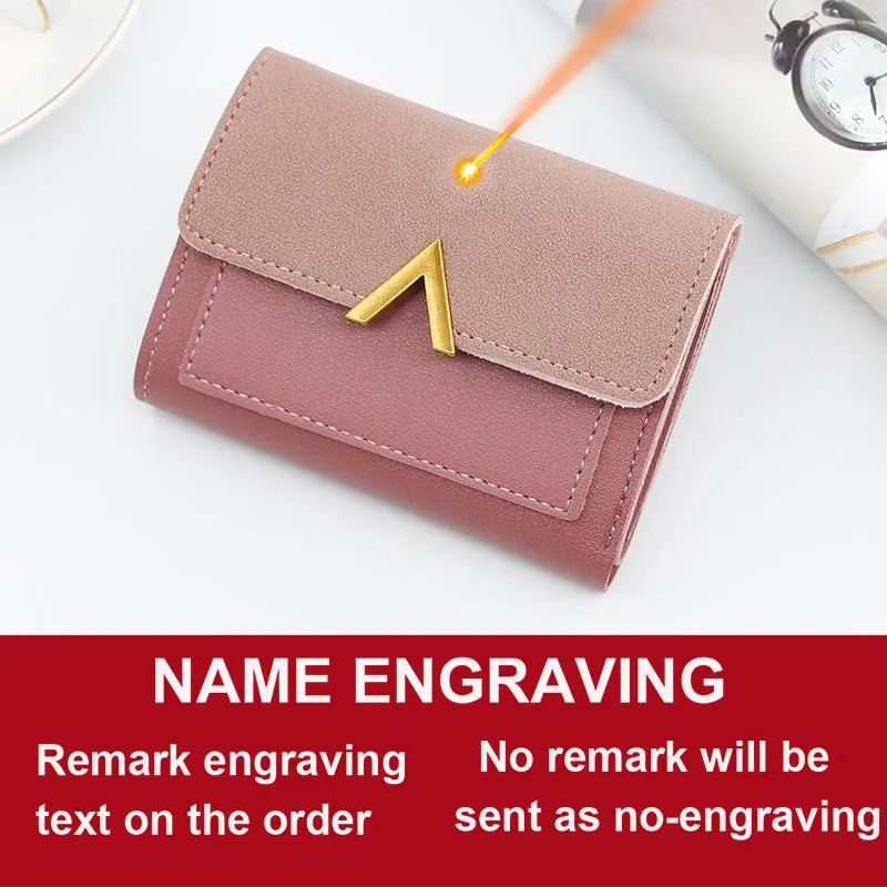 Simple Slim Golden Hasp Name Print Wallet