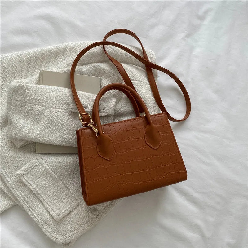 Square Fashion Solid Pattern Small Top Handle Bags
