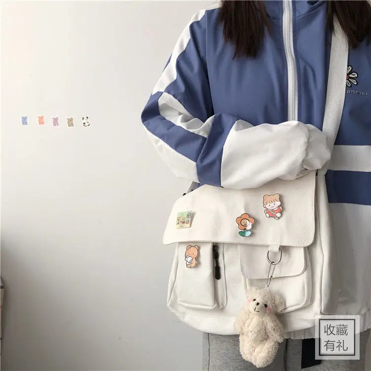 Simple Messenger Satchel Sweet Printed Canvas Bags