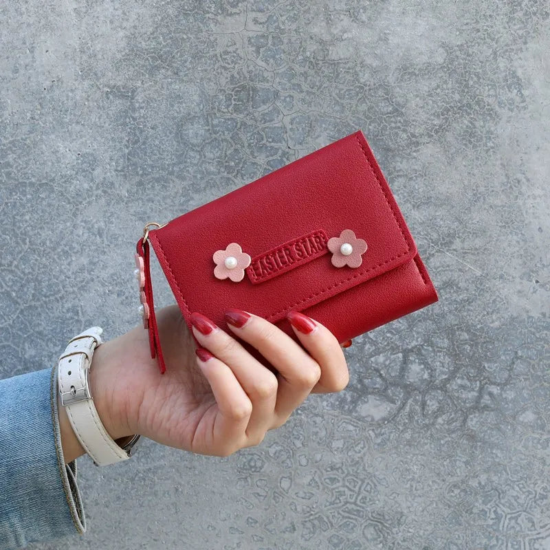 Short Name Customized Flower Decoration Design Cute Wallets