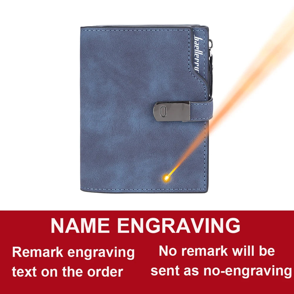 Name Engraving Magnetic Buckle Top Quality Wallet