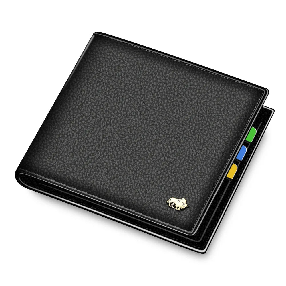 BISON DENIM Genuine Leather Men Wallets RFID Bifold