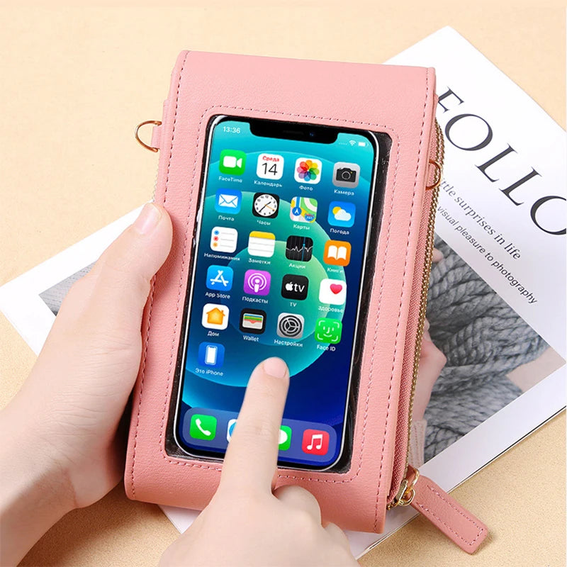 Touch Screen Cell Phone Soft Leather Shoulder Bag