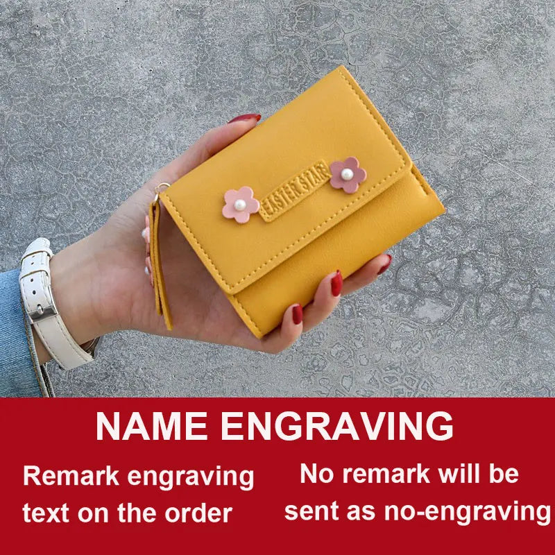 Short Name Customized Flower Decoration Design Cute Wallets