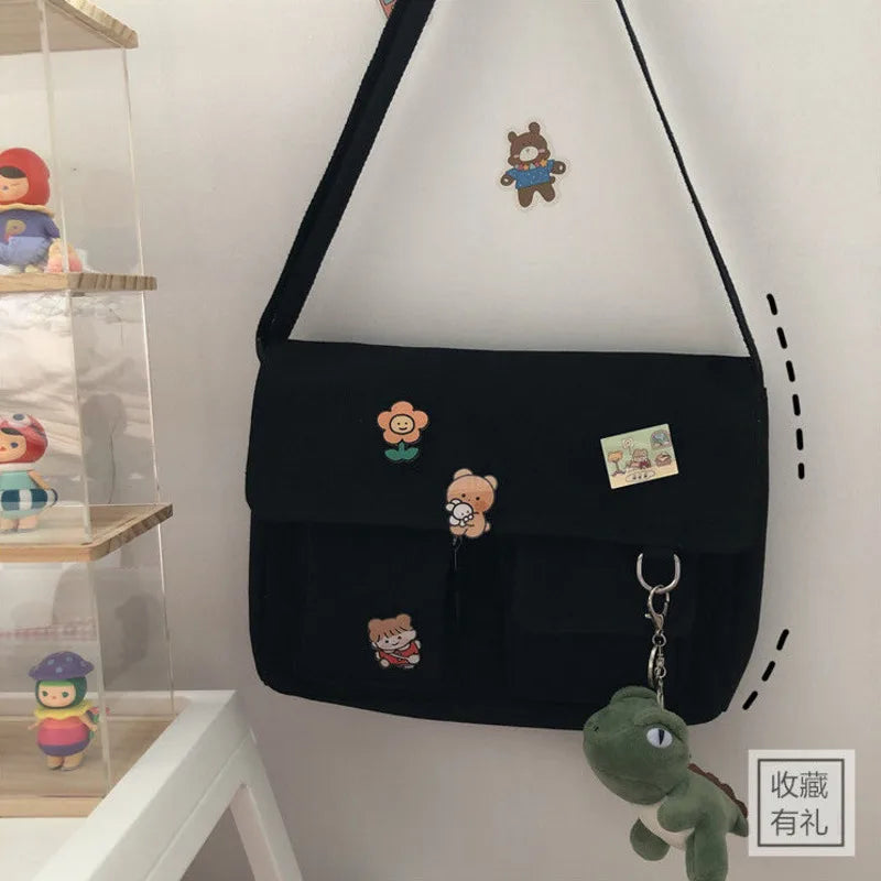 Simple Messenger Satchel Sweet Printed Canvas Bags