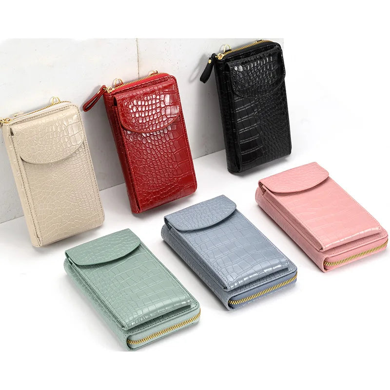Small Crocodile Pattern PU Leather Cellphone Shoulder Bag