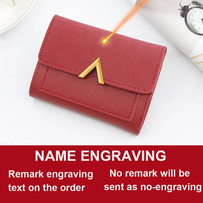 Simple Slim Golden Hasp Name Print Wallet