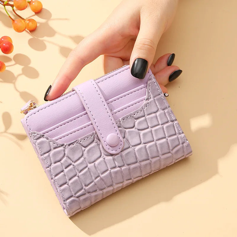 Leather Crocodile Pattern Solid Card Holder Wallet