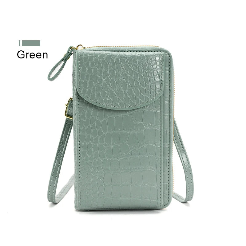 Small Crocodile Pattern PU Leather Cellphone Shoulder Bag