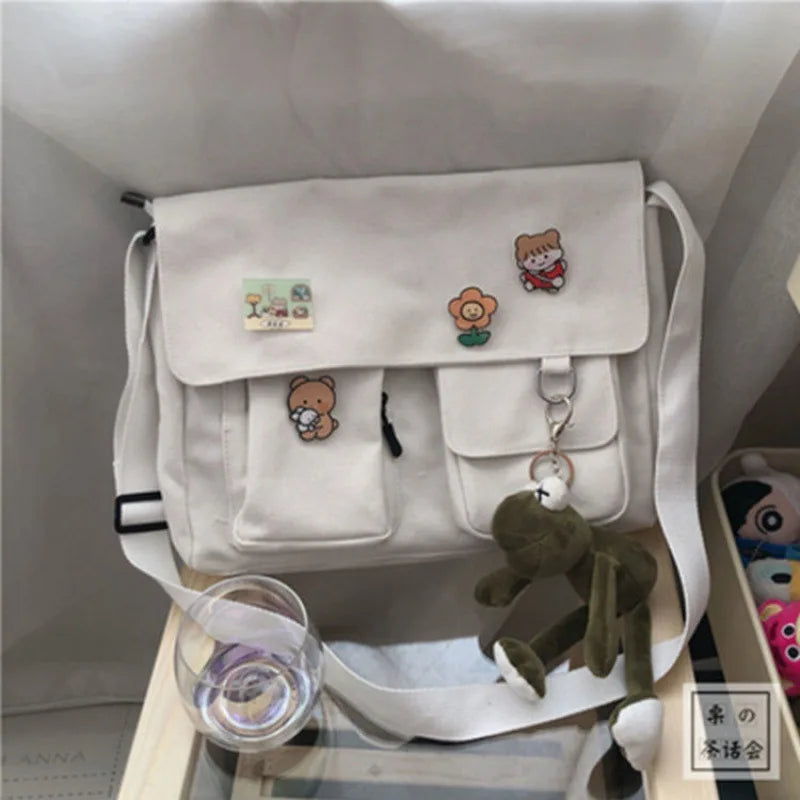 Simple Messenger Satchel Sweet Printed Canvas Bags