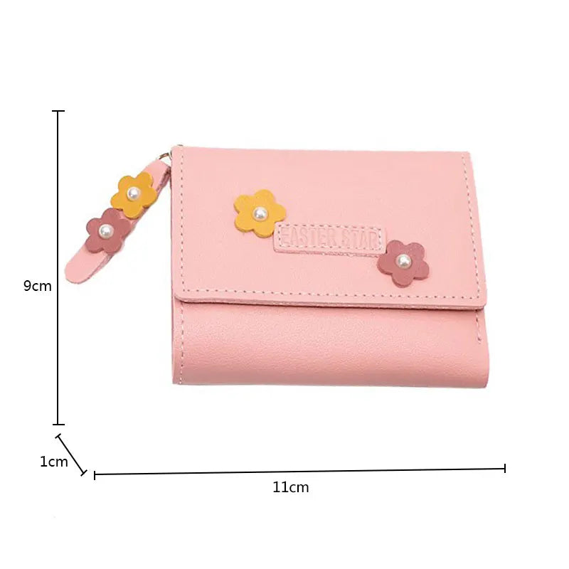 Short Name Customized Flower Decoration Design Cute Wallets