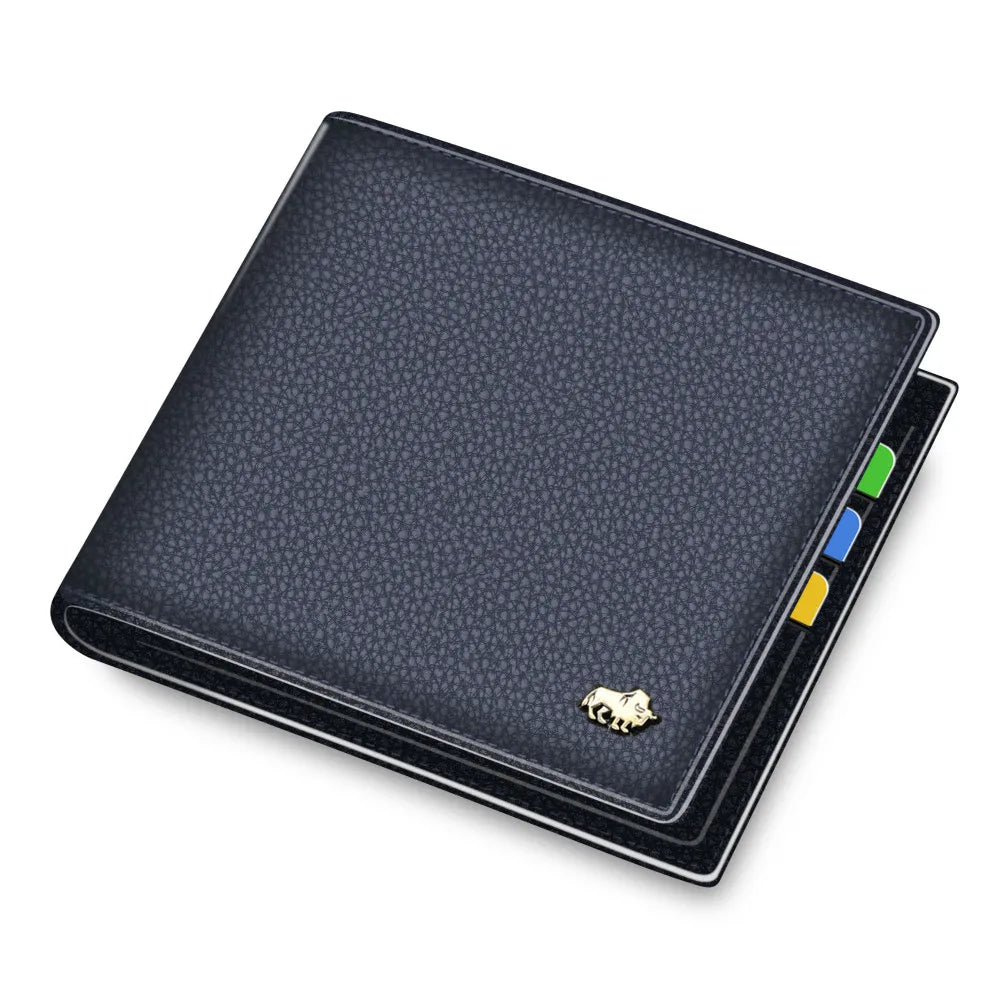 BISON DENIM Genuine Leather Men Wallets RFID Bifold