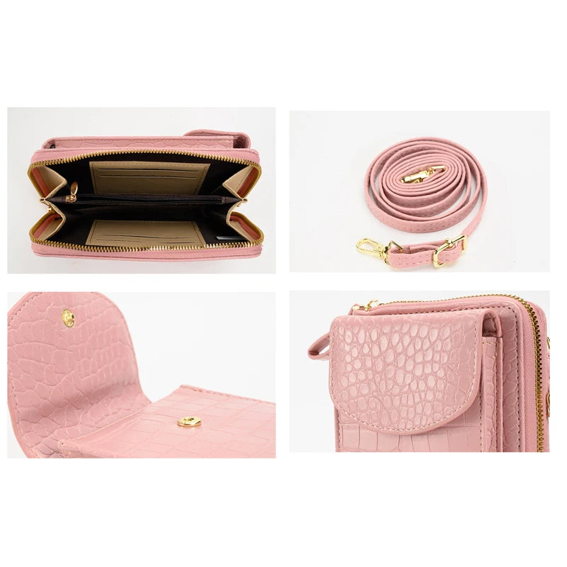 Small Crocodile Pattern PU Leather Cellphone Shoulder Bag
