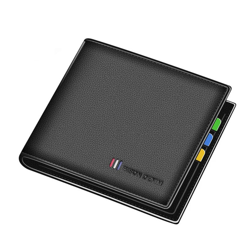 BISON DENIM Genuine Leather Men Wallets RFID Bifold