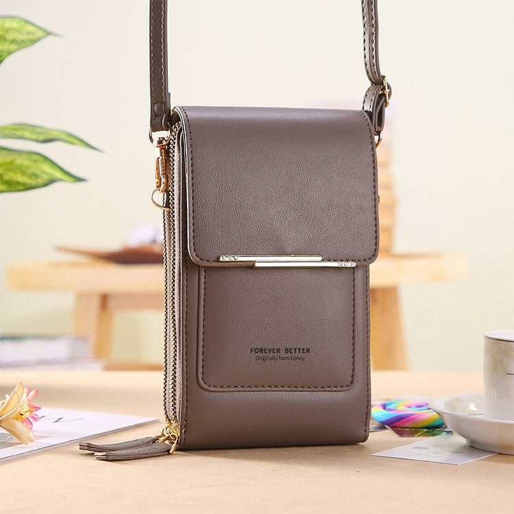 Fashion Soft Leather Touch Screen Cell Phone Bag