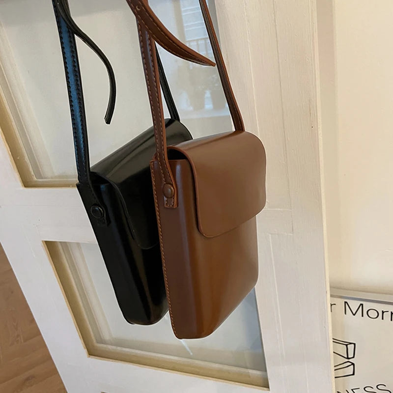 Small Solid Color Flap Leather Luxury Crossbody Bag