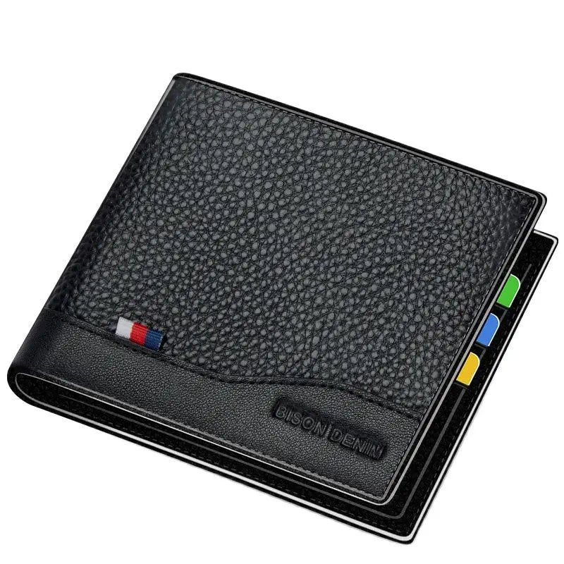 BISON DENIM Genuine Leather Men Wallets RFID Bifold