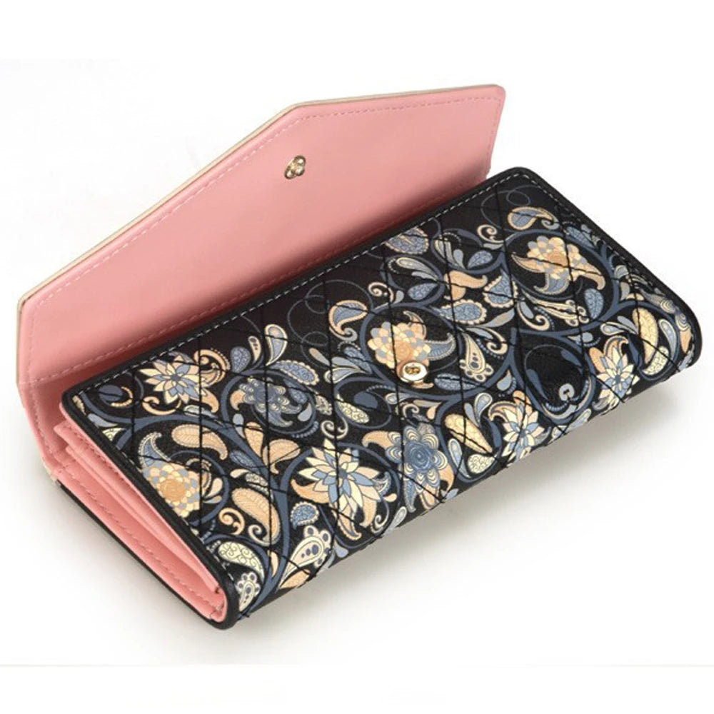 Long Clutch Floral Pattern Card Holder Wallet
